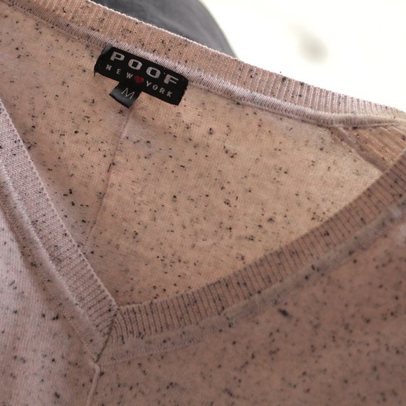 POOF New York brand pink and black V neck sweater Size M - Picture 2 of 3